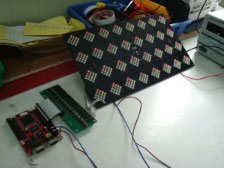 Display module being tested one by one